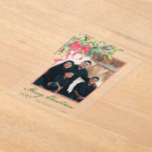 Merry Christmas Holly and Berry Greenery Photo Acryl Uitnodigingen (Laagn)