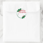 Merry Christmas Holly Berries Cadeau Label (Tas)
