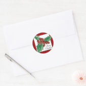 Merry Christmas Holly Berries Plant Botanische Kun Ronde Sticker (Envelop)