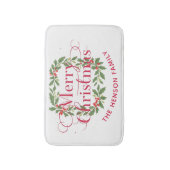 Merry Christmas Holly Berry Wreath Family Badmat (Voorkant Verticaal)