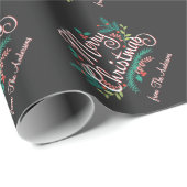 MERRY CHRISTMAS HOLLY BRANCH PERSONALIZED WRAPPING CADEAUPAPIER (Rol Hoek)
