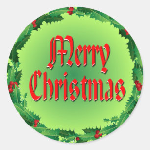 MERRY CHRISTMAS & HOLLY door SHARON SHARPE Ronde Sticker