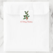 MERRY CHRISTMAS HOLLY ENVELOPE SEAL VIERKANTE STICKER (Tas)