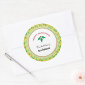 Merry Christmas Holly gepersonaliseerde goodies Ronde Sticker (Envelop)