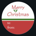 Merry Christmas Holly Gift Label Stickers<br><div class="desc">Deze labels met kerstcadeaus hebben een vrolijk rood en groen holly tekstontwerp: Merry Christmas. Verkrijgbaar in twee verschillende maten.</div>