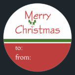 Merry Christmas Holly Gift Label Stickers<br><div class="desc">Deze labels met kerstcadeaus hebben een vrolijk rood en groen holly tekstontwerp: Merry Christmas. Verkrijgbaar in twee verschillende maten.</div>