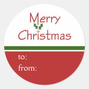 Merry Christmas Holly Gift Label Stickers