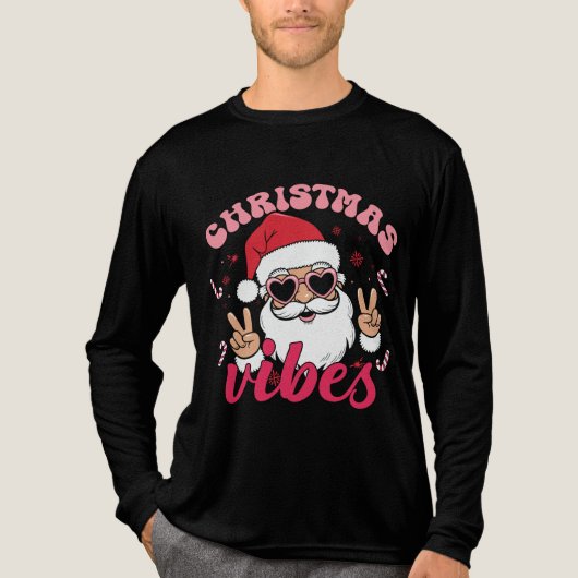 Merry Christmas-Holly Jolly Vibes Tri-Blend Shirt (Voorkant volledig)