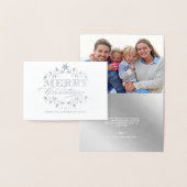 Merry Christmas Holly Krans  Typografie Folie Kaarten (Display)