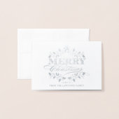 Merry Christmas Holly Krans  Typografie Folie Kaarten (Voorkant met envelop)