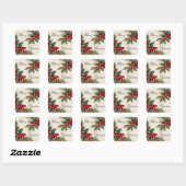 Merry Christmas Holly Sprigs Vierkante Sticker (Vel)