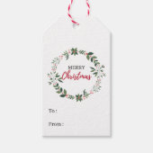Merry Christmas Holly Wreath Gift Label Party Favo Cadeaulabel (Voorkant)