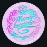 Merry Christmas Holly Wreath RSVP Royal Pin Blue Ronde Sticker<br><div class="desc">Een elegante,  moderne,  prettige kerststicker. Het belangrijkste decor is het Merry Kerstkaligray FlorenceK-ontwerp</div>