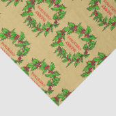 Merry Christmas Holly Wreath With Berries Tissuepapier (Detail)