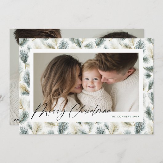 Merry Christmas Holy Berries Background Feestdagenkaart (Voorkant / Achterkant)