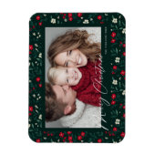 Merry Christmas Holy Berries Background Magneet (Verticaal)