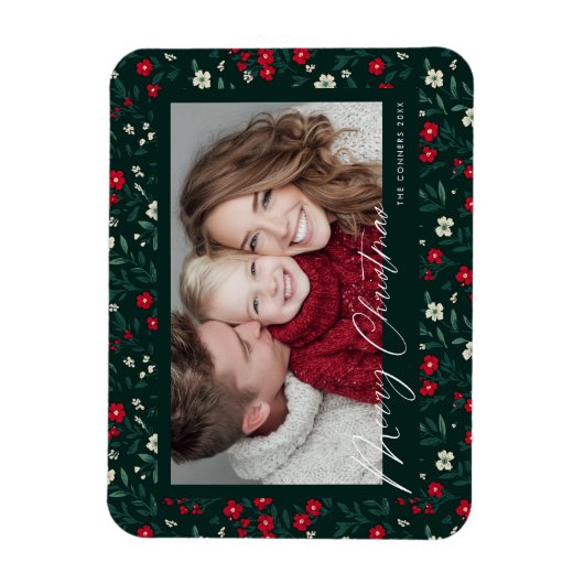 Merry Christmas Holy Berries Background Magneet (Verticaal)