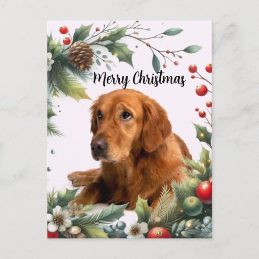 Merry Christmas Hondenliefhebber Golden Retriever Briefkaart (Voorkant)