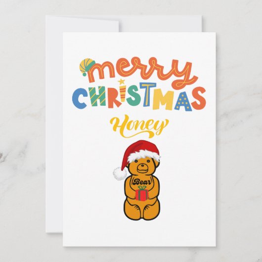Merry Christmas Honey Beer schattig beer en cadeau Feestdagenkaart (Voorkant)