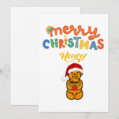Merry Christmas Honey Beer schattig beer en cadeau Feestdagenkaart (Voorkant / Achterkant)
