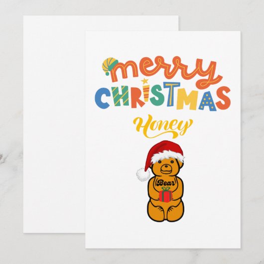 Merry Christmas Honey Beer schattig beer en cadeau Feestdagenkaart (Voorkant / Achterkant)
