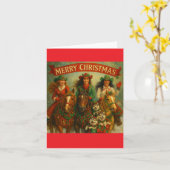 Merry Christmas Horses and Friends Kaart (Gele Bloem)