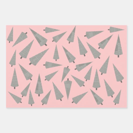 Merry Christmas Houndstooth Pink Inpakpapier Vel (Voorkant 2)