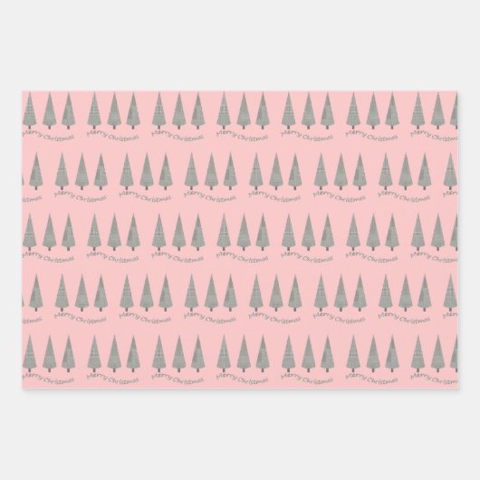Merry Christmas Houndstooth Pink Inpakpapier Vel (Voorkant)