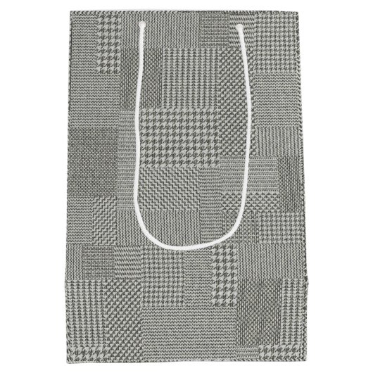 Merry Christmas Houndstooth Santa Medium Cadeauzakje (Achterkant)