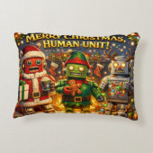 Merry Christmas human unit funny robot holiday pre Accent Kussen (Achterkant)