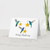 Merry Christmas Hummingbirds and Stars Holiday Car Feestdagen Kaart (Voorkant)