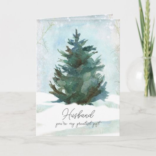 Merry Christmas Husband Greatest Gift Winter Tree Kaart (Voorkant)