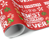 MERRY CHRISTMAS HUSBAND RED WHITE G07E2 CADEAUPAPIER (Rol Hoek)