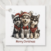 Merry Christmas Husky Dogs Bedankjes Labels (Voorkant)