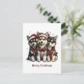 Merry Christmas Husky Dogs Briefkaart (Staand voorkant)