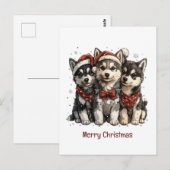 Merry Christmas Husky Dogs Briefkaart (Voorkant / Achterkant)