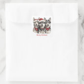 Merry Christmas Husky Dogs Vierkante Sticker (Tas)