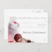 Merry Christmas I.O.U een kitten Feestdagenkaart (Voorkant / Achterkant)