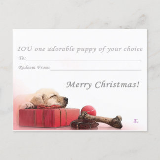 Merry Christmas I.O.U. een puppy Feestdagenkaart