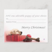 Merry Christmas I.O.U. een puppy Feestdagenkaart (Voorkant)