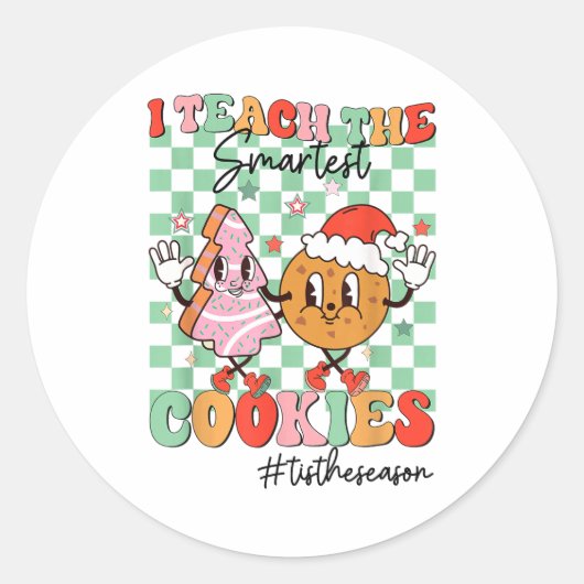 Merry Christmas I Teach The Smartest Cookies Teach Ronde Sticker (Voorkant)