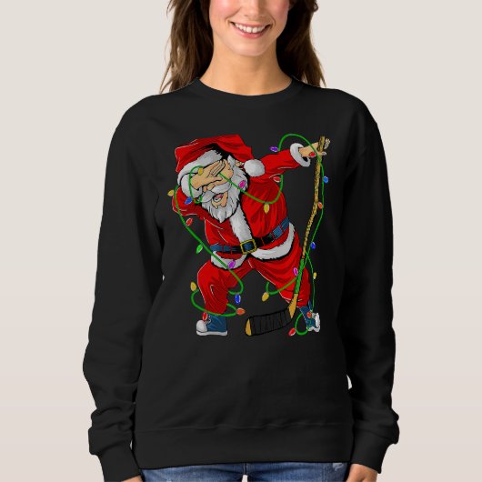 Merry Christmas Ice Hockey Dabbing Santa Claus Hoc Trui (Voorkant)