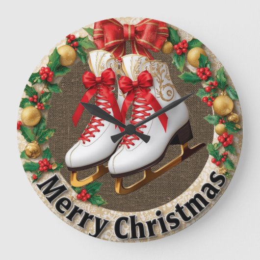 Merry Christmas Ice Skate Grote Klok (Voorkant)