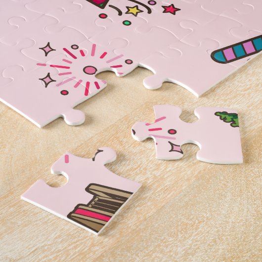 Merry Christmas Icon Pattern - Aesthetic Holiday  Legpuzzel (Zijkant)