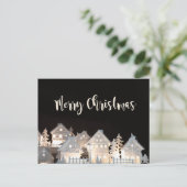 Merry Christmas Illuminated Christmas Houses Briefkaart (Staand voorkant)