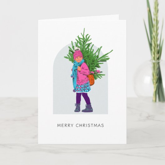 Merry Christmas - Illustrated Folded Card Kaart (Voorkant)