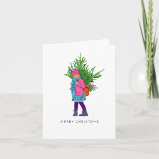 Merry Christmas • Illustrated Folded Note  Notitiekaartje