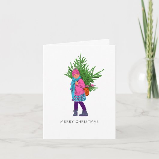 Merry Christmas • Illustrated Folded Note  Notitiekaartje (Voorkant)