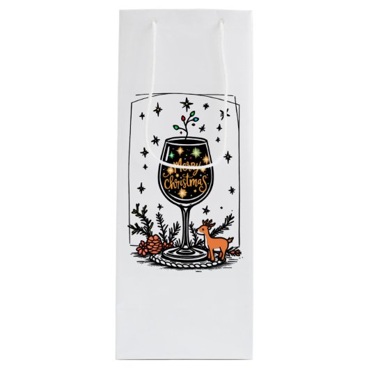 Merry Christmas in a Wine Glass  Wijn Cadeautas (Voorkant)
