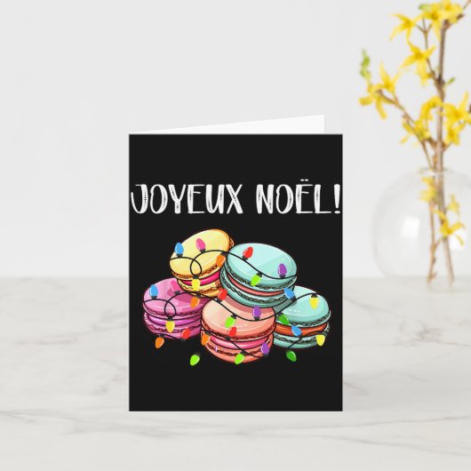 Merry Christmas In French _ Macarons Joyeux Noel Kaart (Gele Bloem)